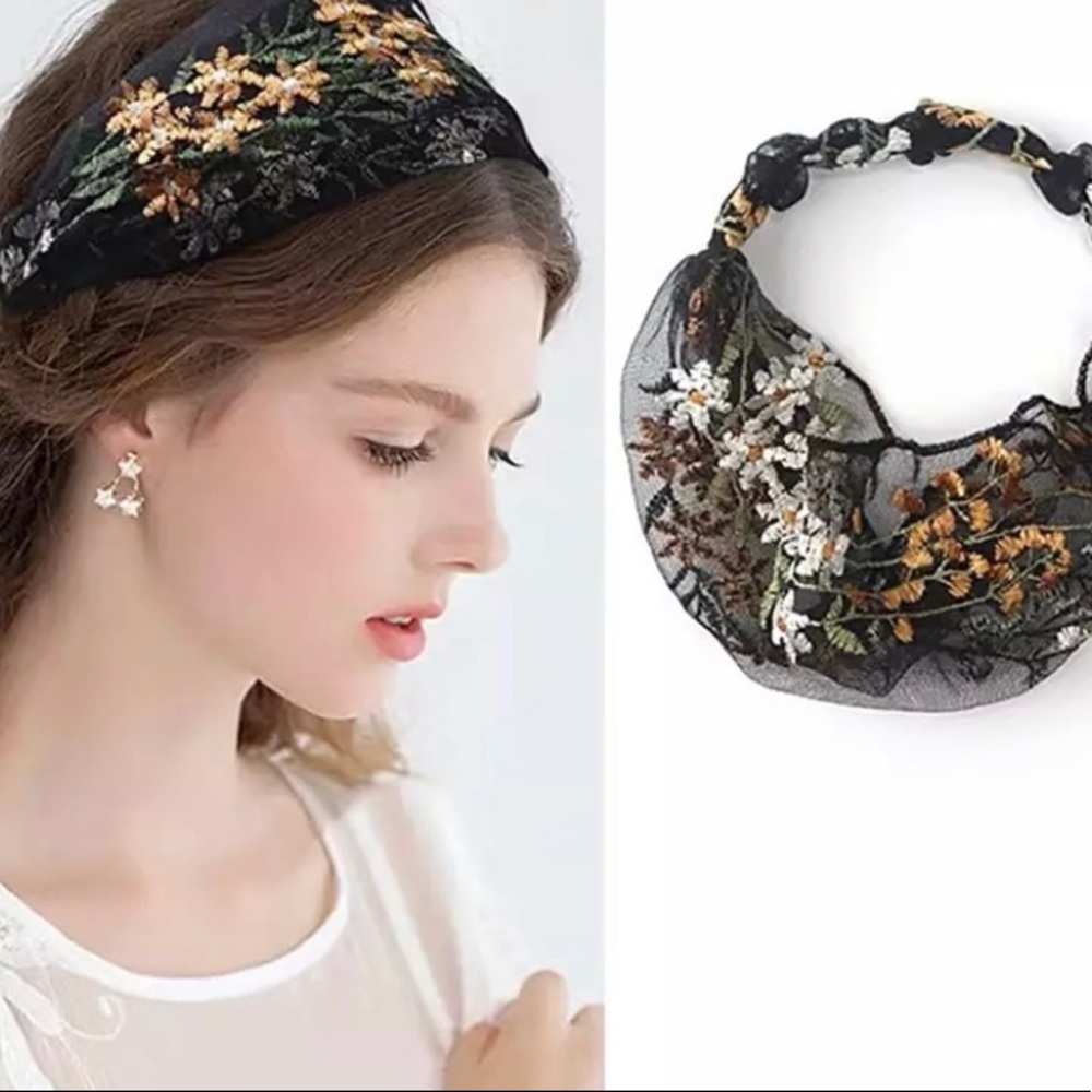 Look & Feel Elegant & Chic | Embroidered Floral Lace Headband